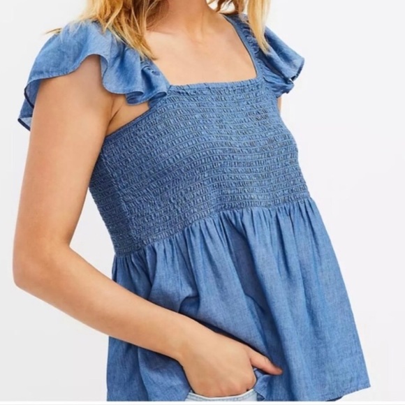 LOFT Tops - Loft Smocked Chambray Top - L